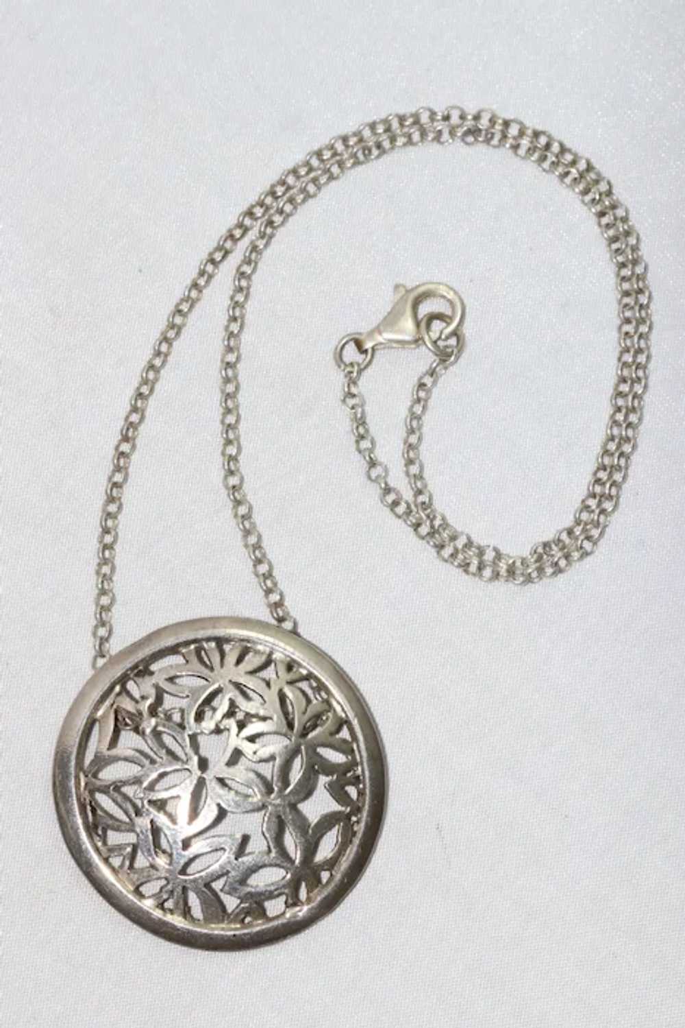 Vintage Sterling Silver Flowers Necklace - image 3
