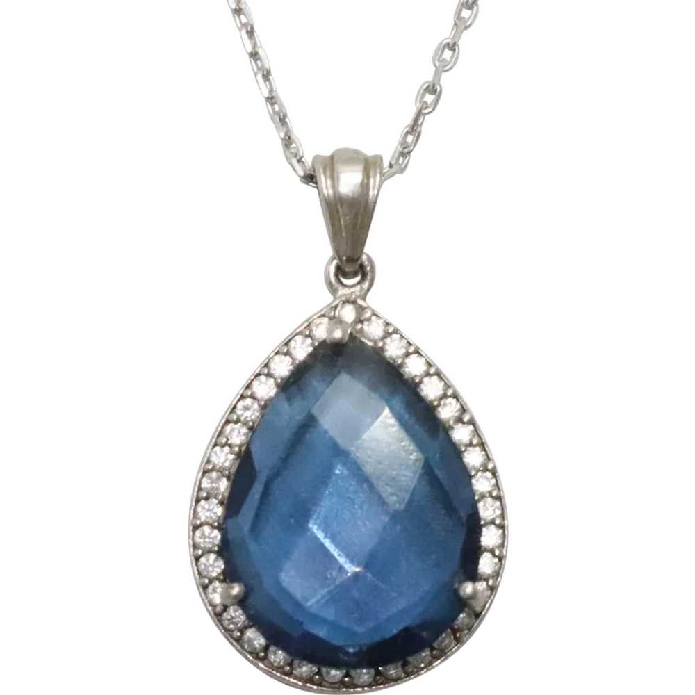 Sterling Silver Cubic Zirconia And Sapphire Neckl… - image 1