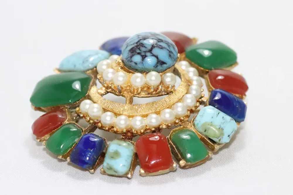 Vintage Gemstone Multi-color brooch - image 2
