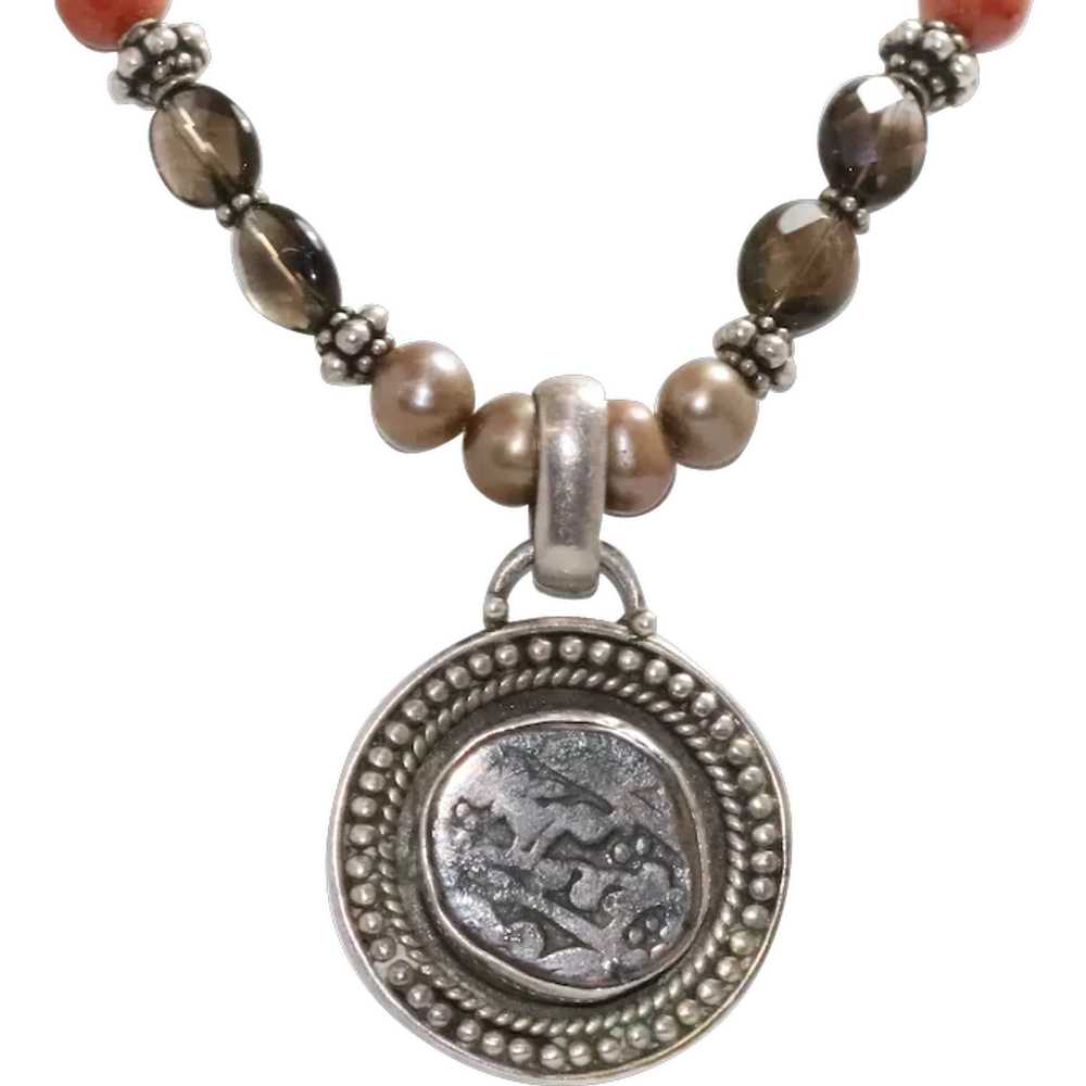 Vintage Sterling Silver Multi Gem Necklace - image 1