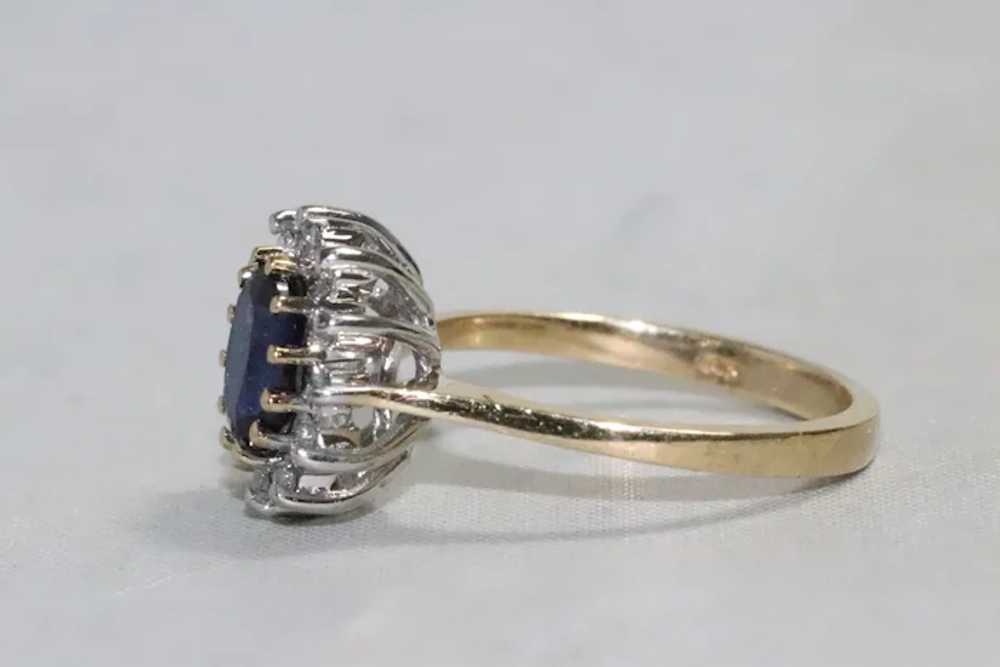 10K Yellow Gold Lab Created Sapphire Diamond Ring - image 2