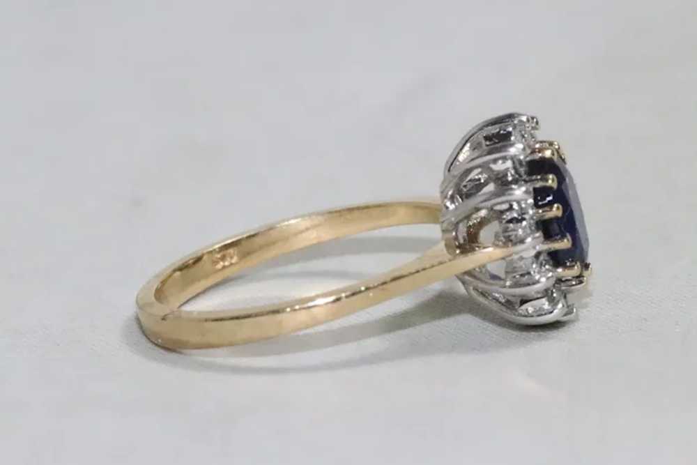 10K Yellow Gold Lab Created Sapphire Diamond Ring - image 3