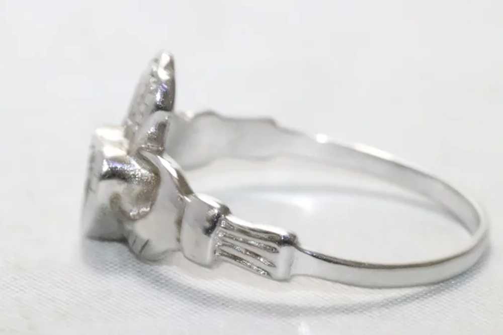 Vintage Sterling Silver Cubic Zirconia Claddagh R… - image 2
