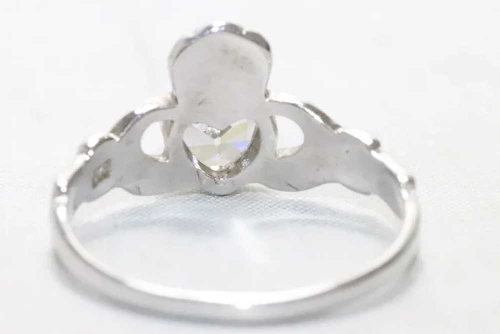 Vintage Sterling Silver Cubic Zirconia Claddagh R… - image 3