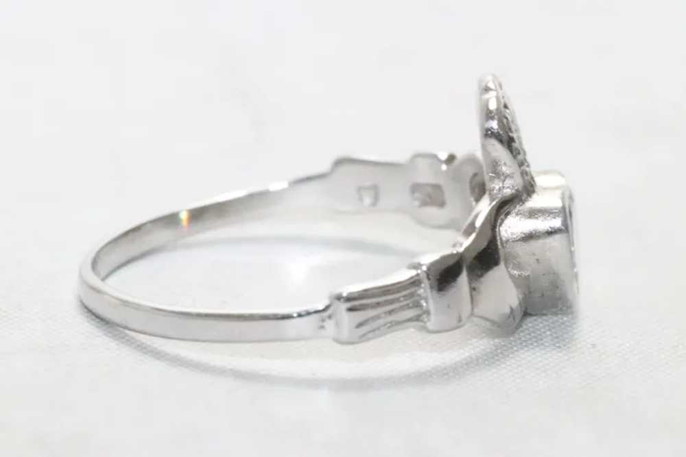 Vintage Sterling Silver Cubic Zirconia Claddagh R… - image 4