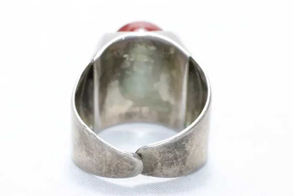 Vintage Sterling Silver Brown Agate Ring - image 4