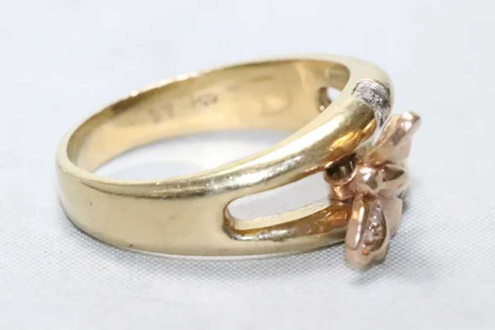 Vintage 14KT Two Tone Gold .24 CT Diamond Butterf… - image 2