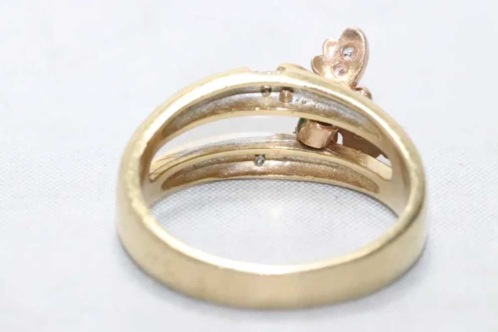 Vintage 14KT Two Tone Gold .24 CT Diamond Butterf… - image 3
