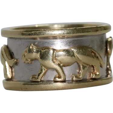 14K Two Toned Gold Panther Ring - image 1