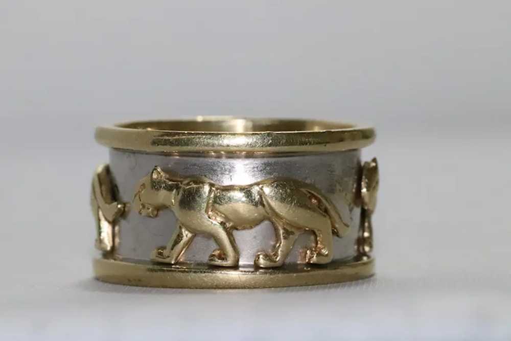 14K Two Toned Gold Panther Ring - image 2
