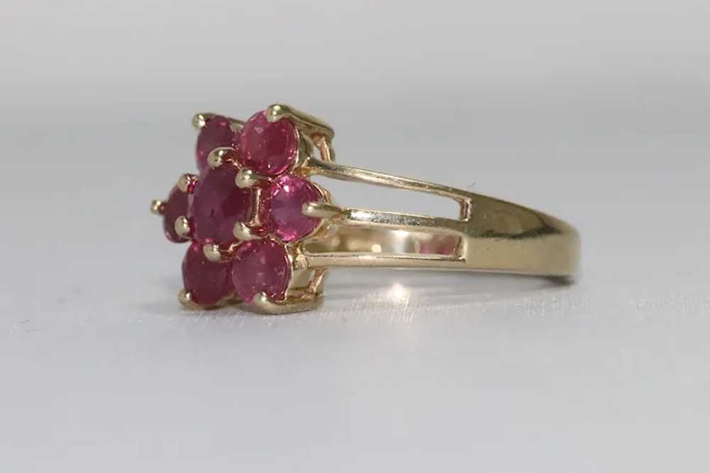 14KT Gold Ruby Floral Ring - image 2