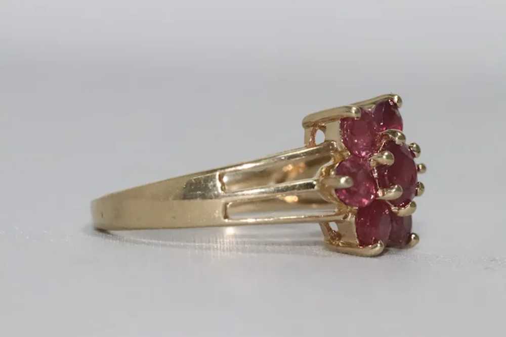 14KT Gold Ruby Floral Ring - image 3