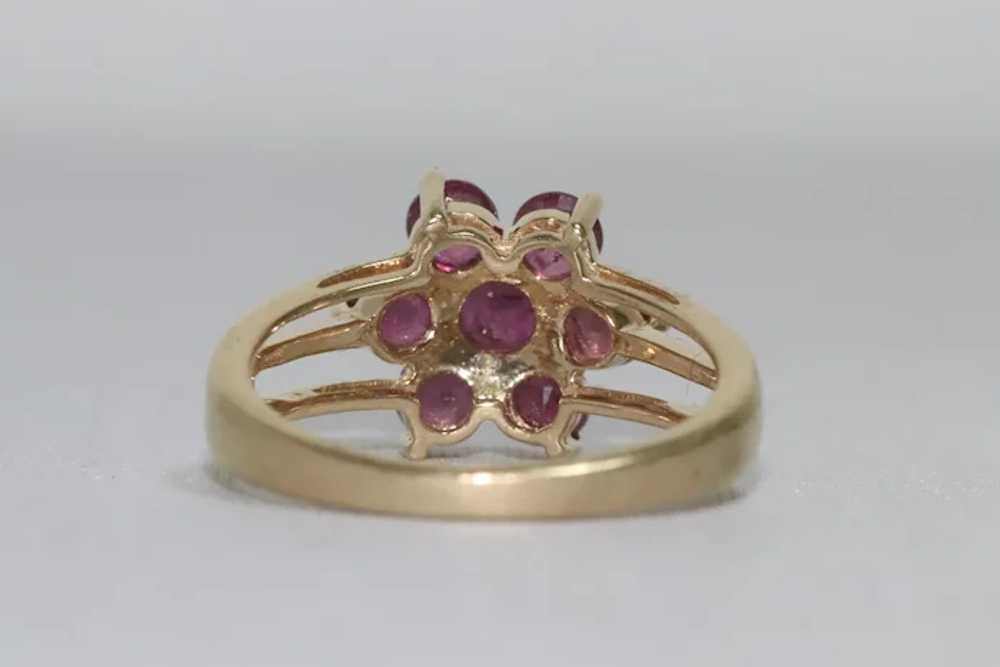 14KT Gold Ruby Floral Ring - image 4