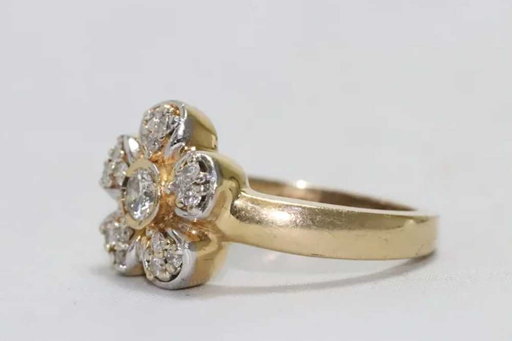 14K Yellow Gold Diamond Floral Ring - image 2