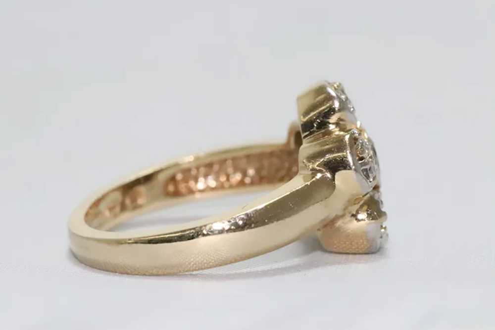 14K Yellow Gold Diamond Floral Ring - image 3