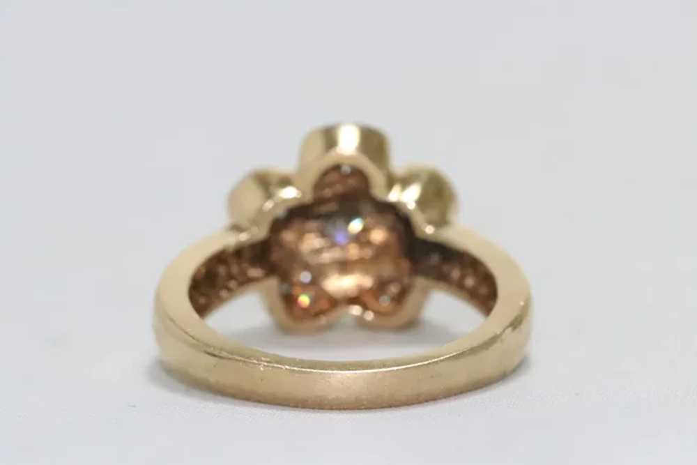 14K Yellow Gold Diamond Floral Ring - image 5
