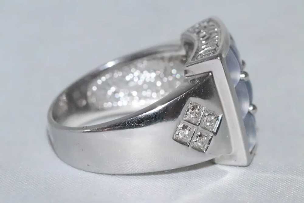 14K White Gold Diamond Natural Chalcedony Ring - image 2