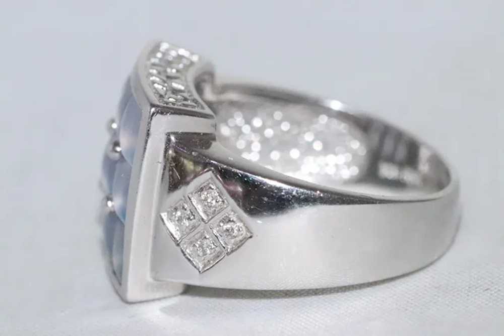 14K White Gold Diamond Natural Chalcedony Ring - image 3