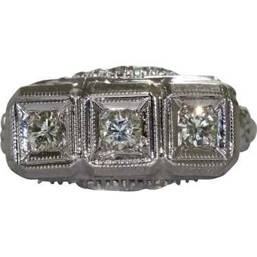 Edwardian 14 KT White Gold .045 CT Diamond Ring