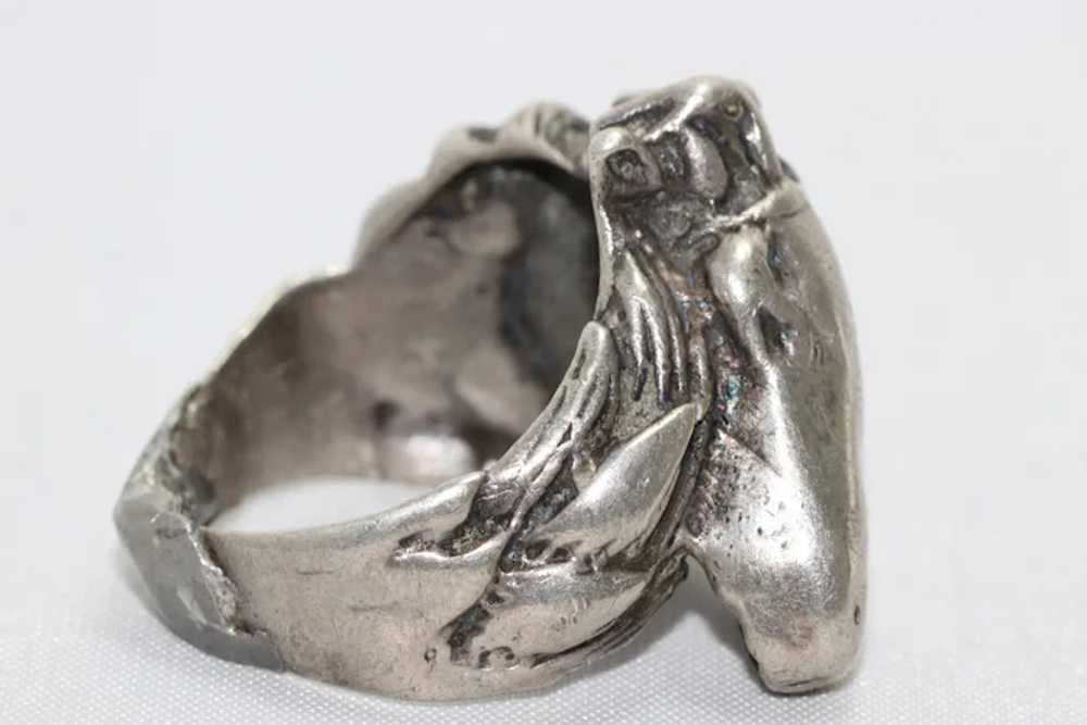 Vintage Silver Hand Made Horse Ring - image 2