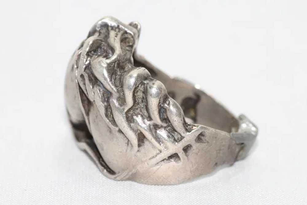 Vintage Silver Hand Made Horse Ring - image 3