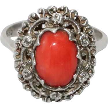 Vintage 835 Silver Coral Ring
