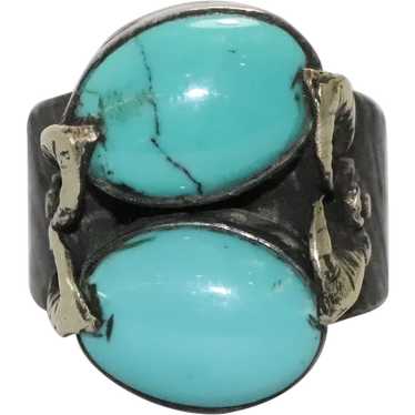 Vintage Sterling Silver Turquoise Ring - image 1