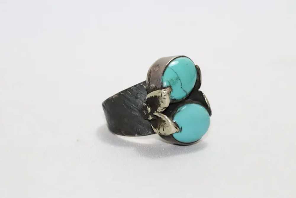 Vintage Sterling Silver Turquoise Ring - image 2