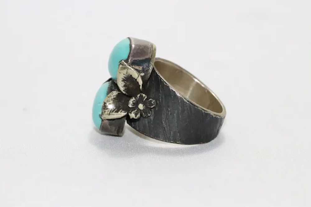 Vintage Sterling Silver Turquoise Ring - image 3