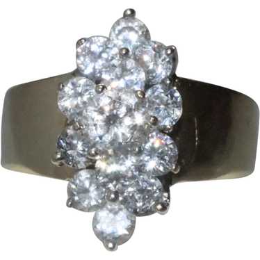 14K Yellow Gold Cubic Zirconia Cluster Ring - image 1
