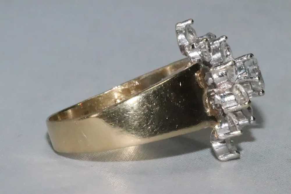 14K Yellow Gold Cubic Zirconia Cluster Ring - image 2