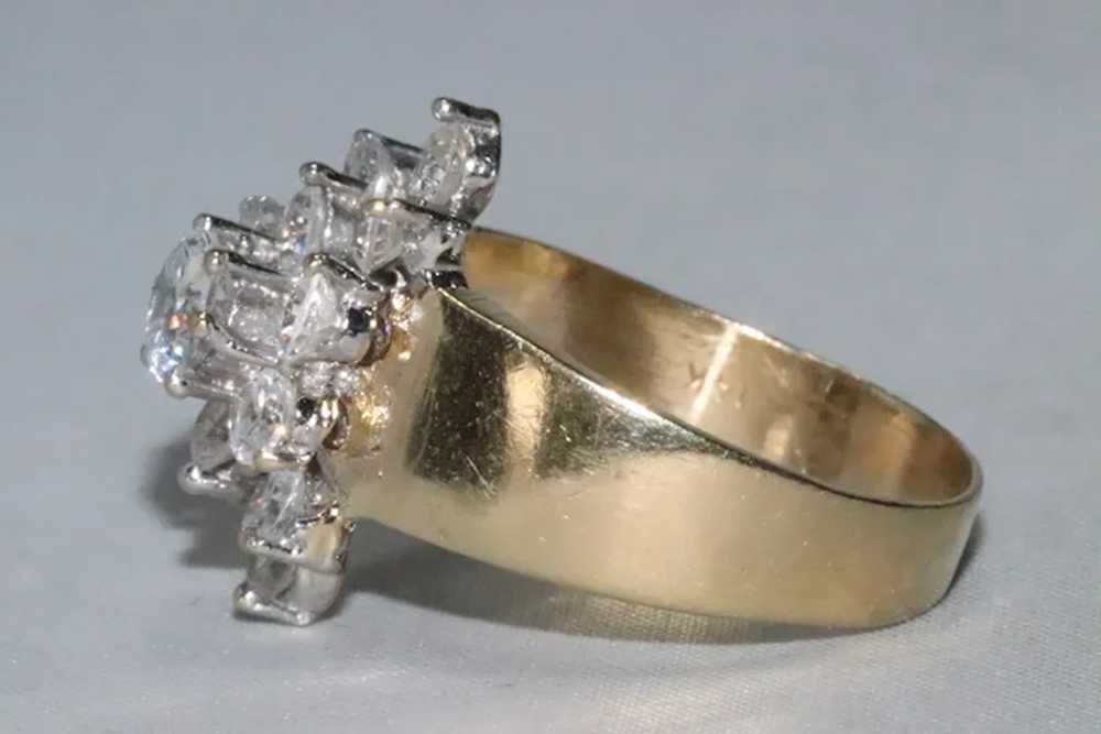 14K Yellow Gold Cubic Zirconia Cluster Ring - image 3