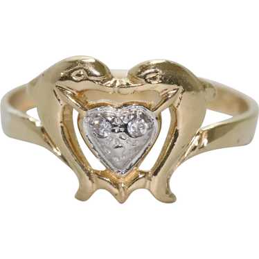 14KT Gold Diamond Heart Ring - image 1