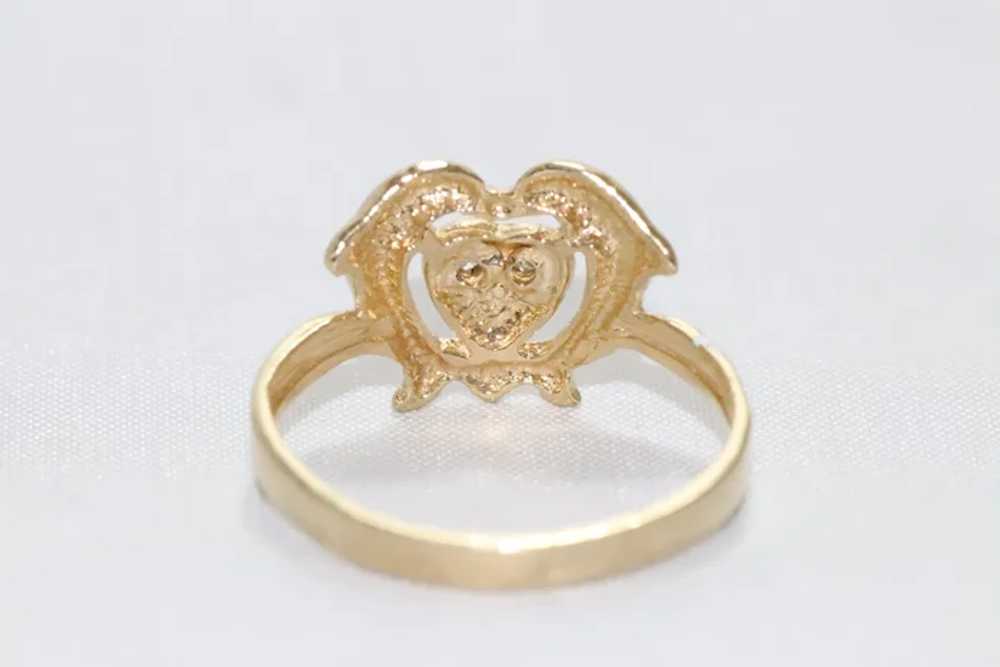 14KT Gold Diamond Heart Ring - image 3