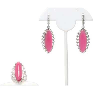 Costume Lab Created Pink Tourmaline Earrings Ring 