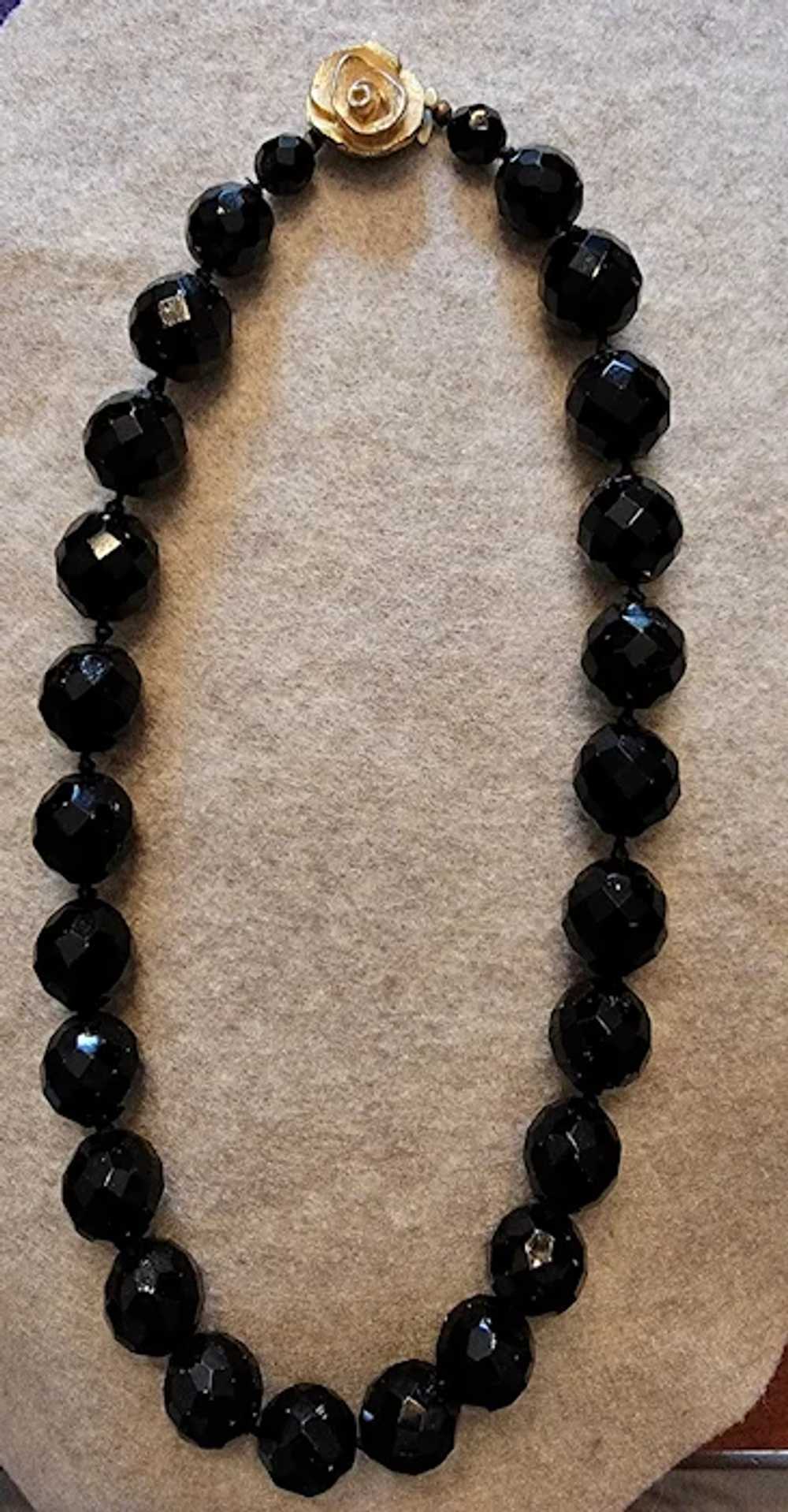 Faceted Jet glass graduated necklace - image 3