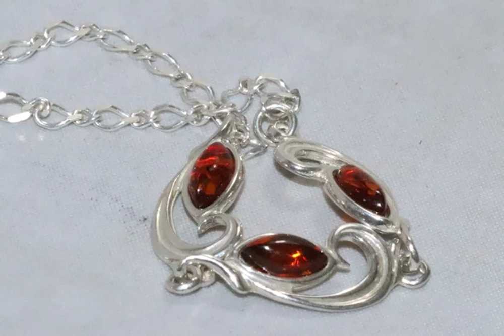 Vintage Sterling Silver Russian Amber Stone Brace… - image 3