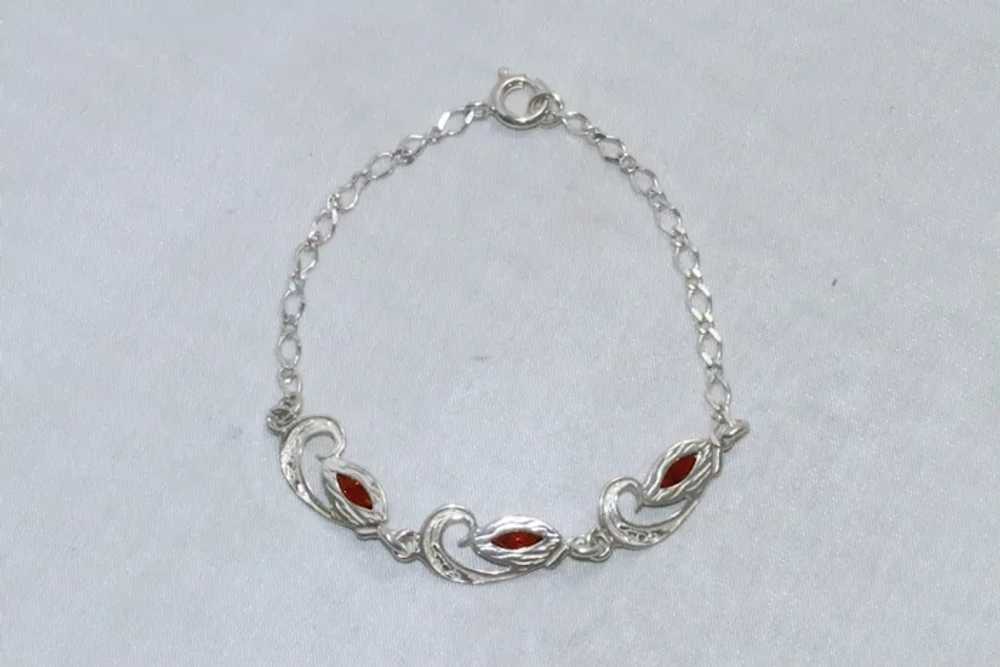 Vintage Sterling Silver Russian Amber Stone Brace… - image 4