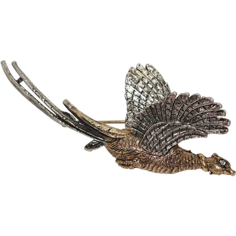 Vintage ART Bird Brooch Gem