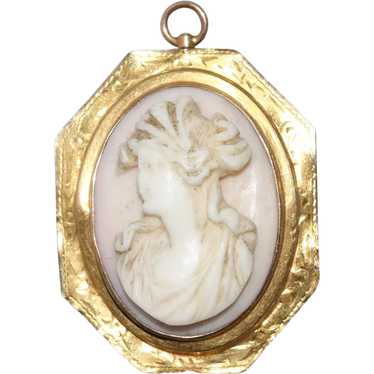 10 KT Yellow Gold Cameo Brooch/Pendant - image 1