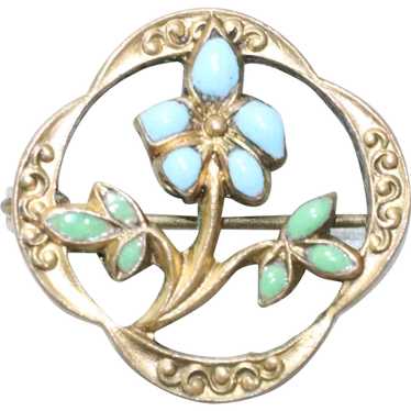 Vintage Enamel Flower Pin - image 1