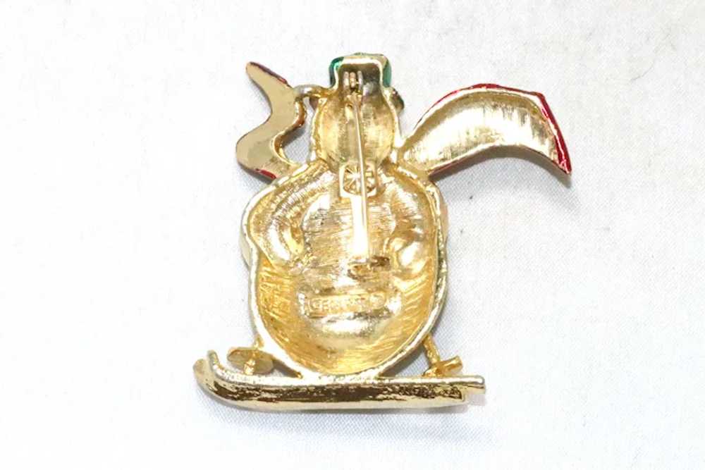 Vintage Gerry's Skiing Snowman Brooch - image 2