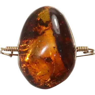 14 KT Gold Russian Amber Brooch - image 1