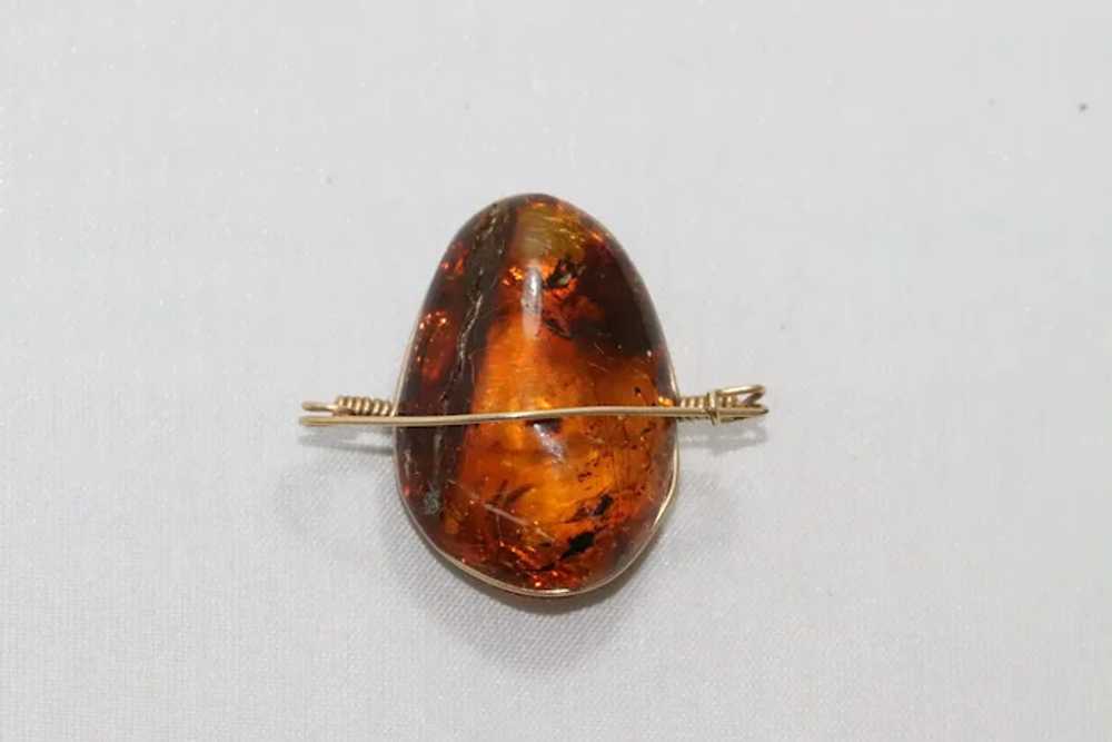 14 KT Gold Russian Amber Brooch - image 3