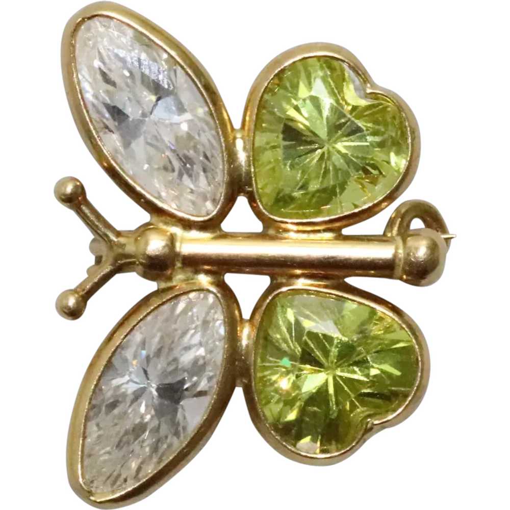 14 KT Yellow Gold Butterfly Brooch - image 1