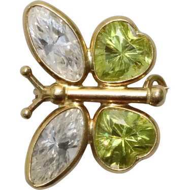14 KT Yellow Gold Butterfly Brooch - image 1