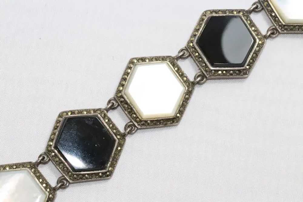 Vintage Onyx and Mother of Pearl Bracelet - image 2