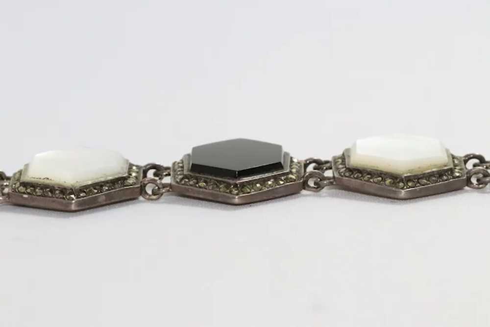 Vintage Onyx and Mother of Pearl Bracelet - image 4