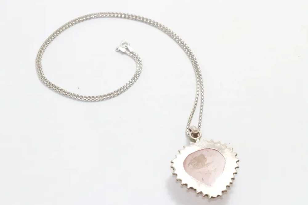 Vintage Sterling Silver Rose Quartz Necklace - image 3