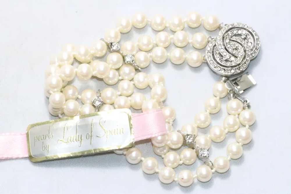 Vintage Lady of Spain Pearl Beaded Bracelet - image 2